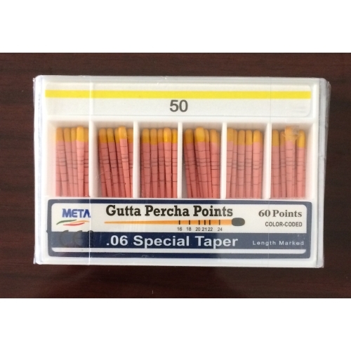 META GUTTA PERCHA POINTS SIZE #50 .06 SPECIAL TAPER COLOR CODED 60/BOX DENTAL