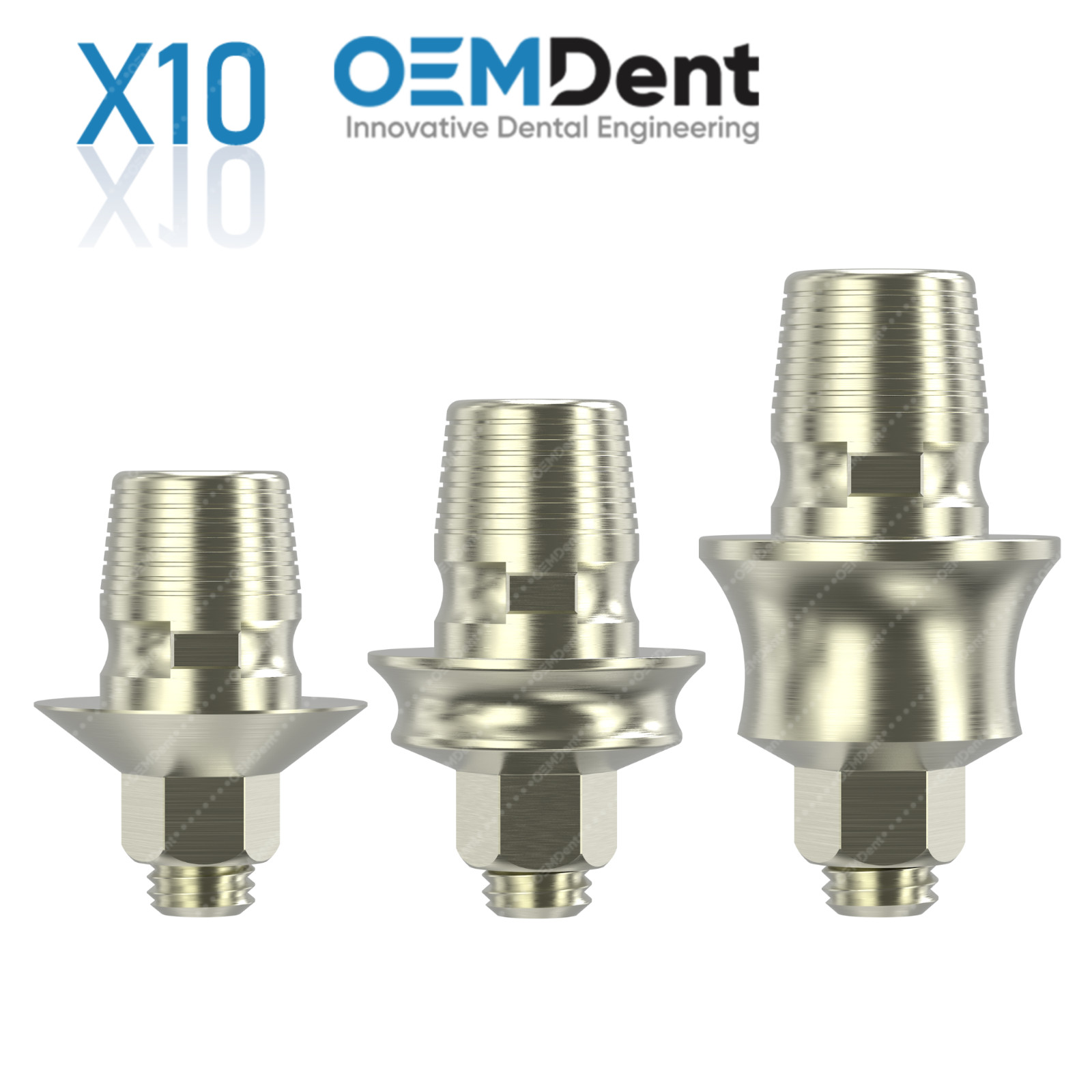 10x Titanium Ti-Base Anti-Rotation WP Ø5.7mm MIS® Compatible Int Hex 2.45mm