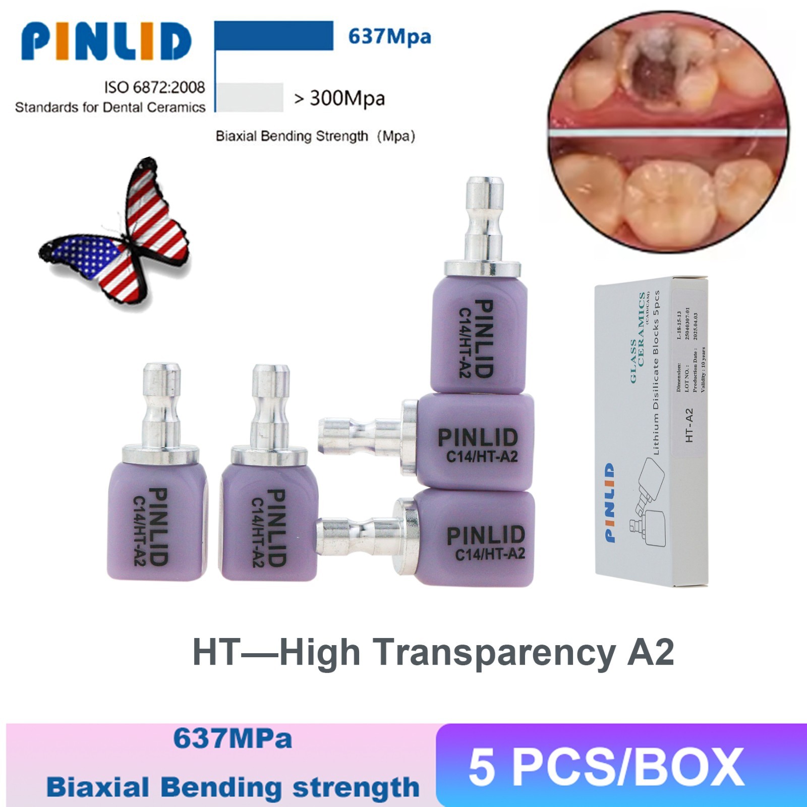 US Dental Emax C14 HT Glass Ceramic for Veneers Lithium Disilicate Blocks CEREC