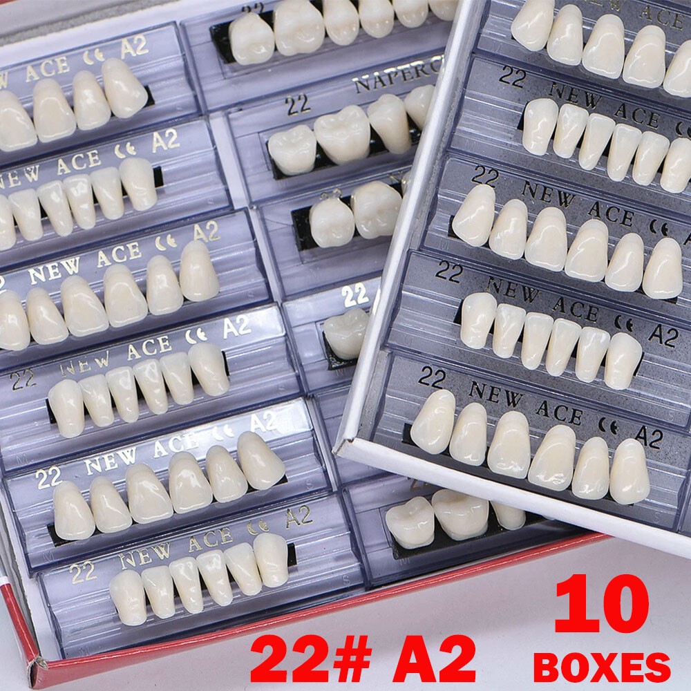 10Boxes Dental Acrylic Resin Denture 22#A2 Full Set Teeth Upper Lower Shade USA