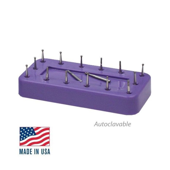 Zirc Dental Magnetic Bur Block 14 Hole Autoclavable Purple Yellow Blue Gray Plum