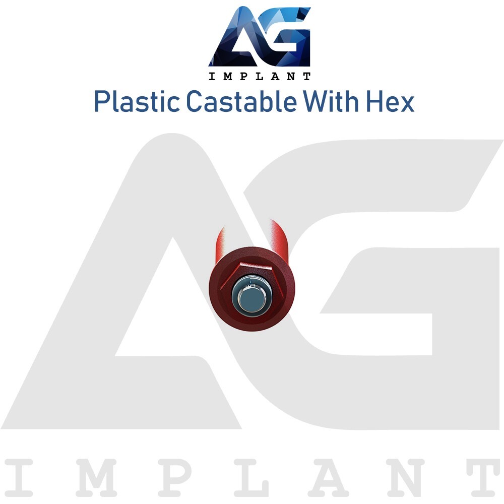 50 Plastic Castable Prosthetic With Hex Hexagon 2.42mm Dental Technicians