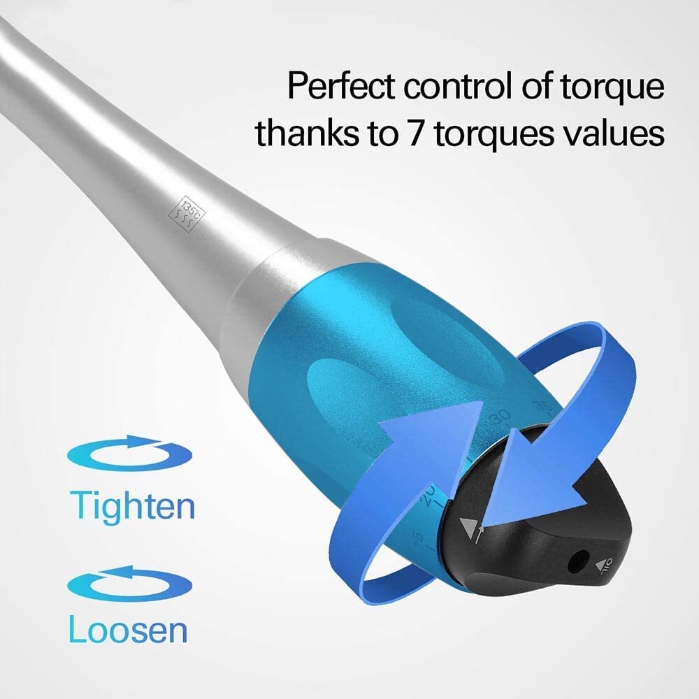 Dental Universal Implant Torque 2 Heads Adjustment Handpiece&12 Drivers Blue CE