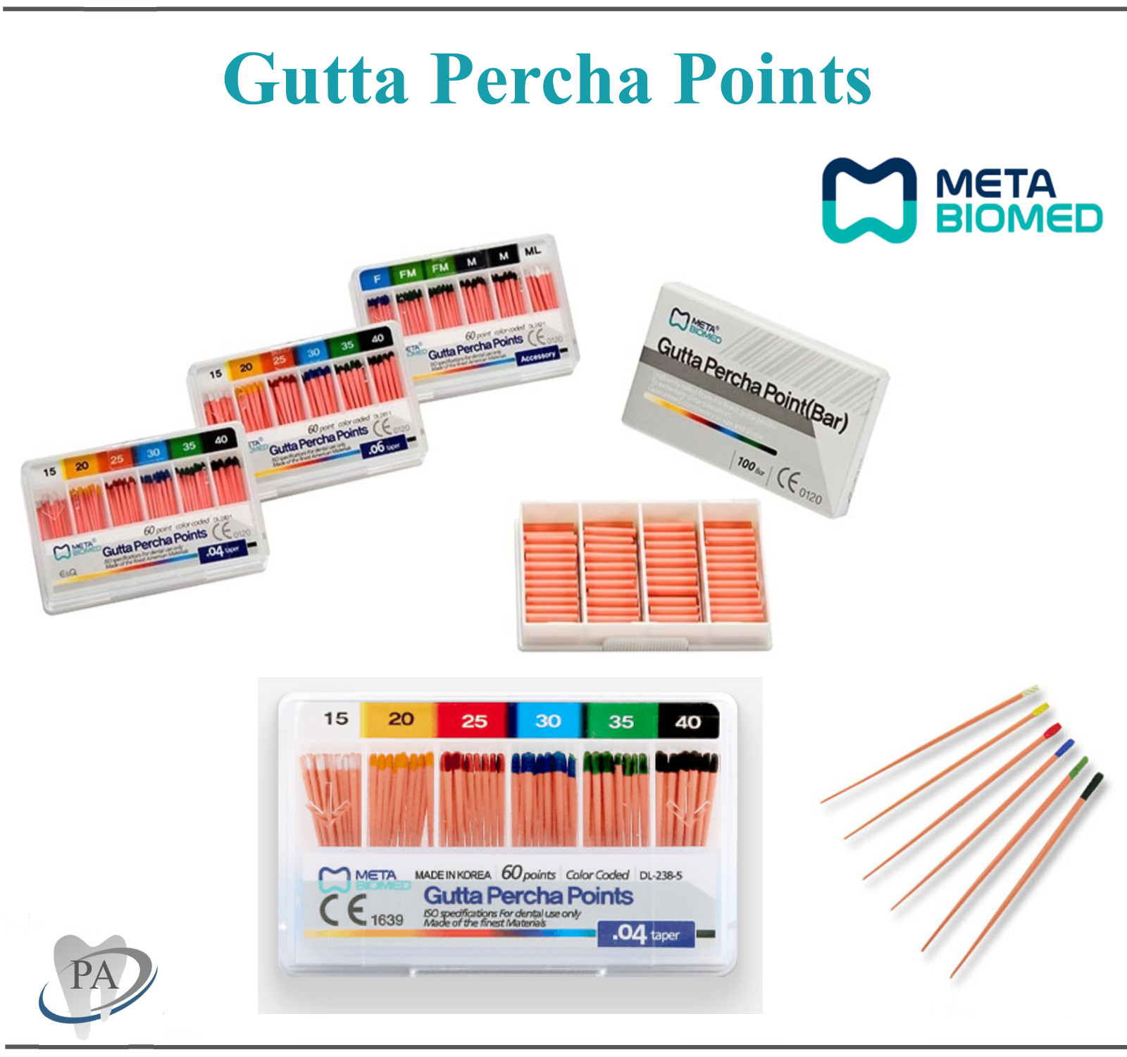 Endo GUTTA PERCHA XF, FF, MF, F, FM, M Fine Medium Fine Fine – Assorted, 120Pk