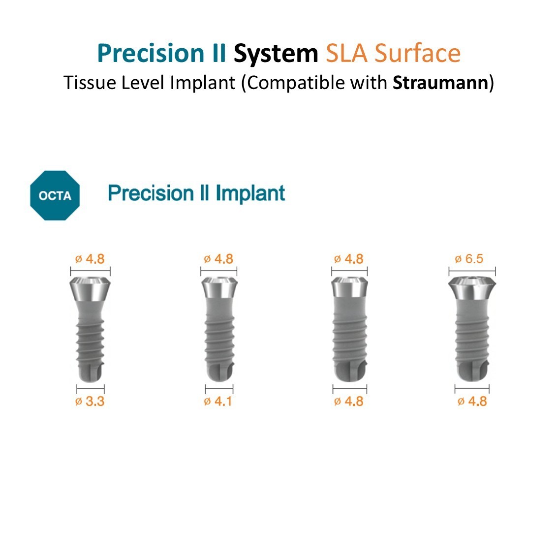 Evidence Implant Tissue Level Fixture Neck Dia 4.8/6.5 Octa FDA/CE Korea Made