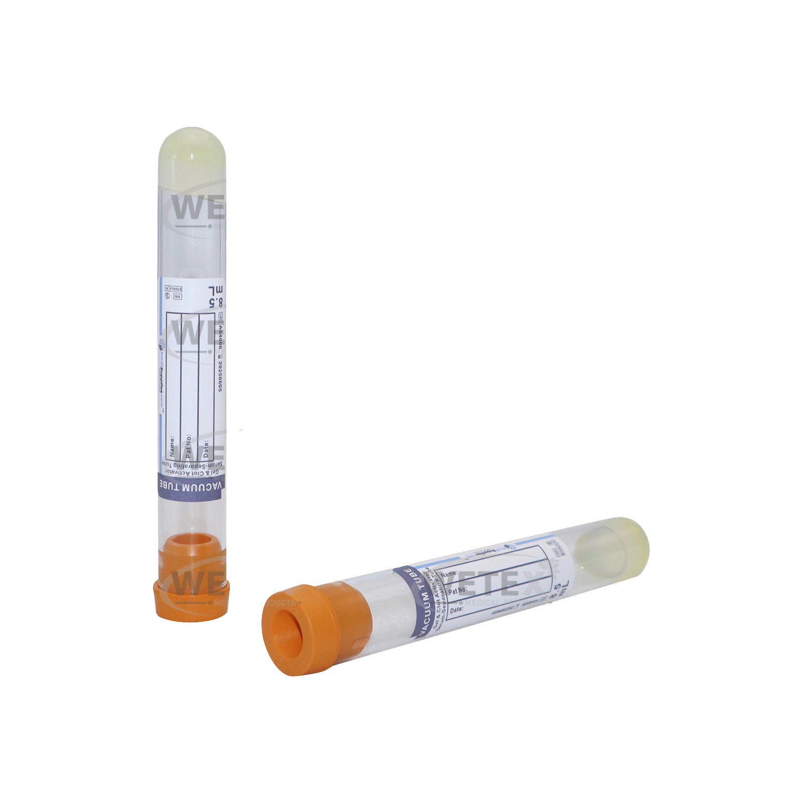 Vacuum Gel Tubes SST, 16 x 100mm, 8.5ml, Yellow Top, Exp 10/25