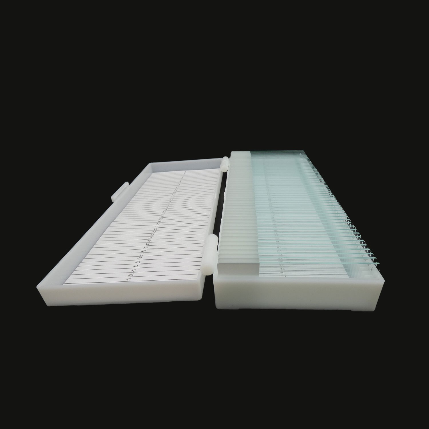 Slide Box, Adhesion Microscope Slides, 45° Corners, Positive Charged, 50 slides
