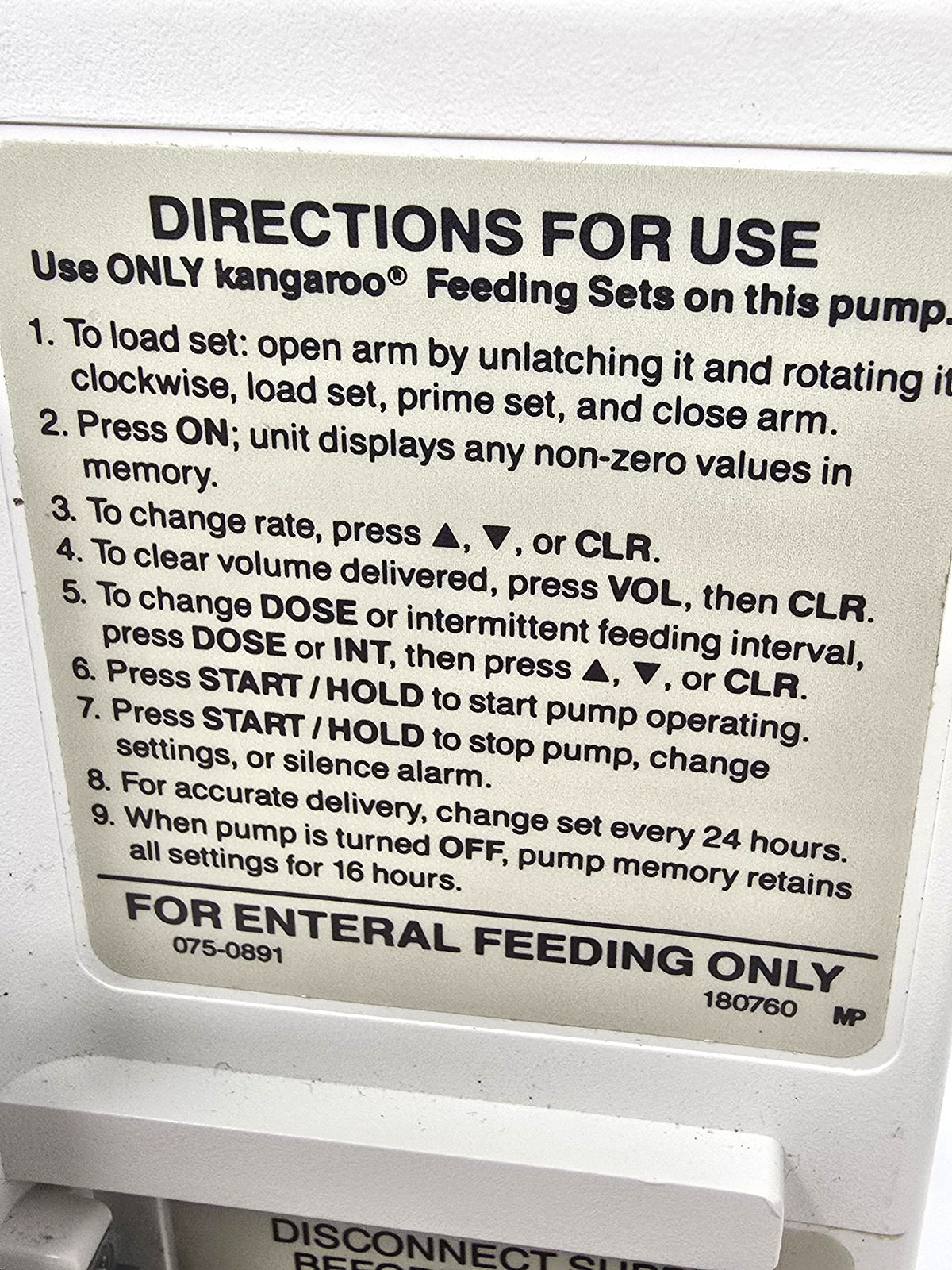 Kangaroo Pet, Enteral Feeding Pump Charger Base, by Tyco, 9.5V, 0.7A, 2W