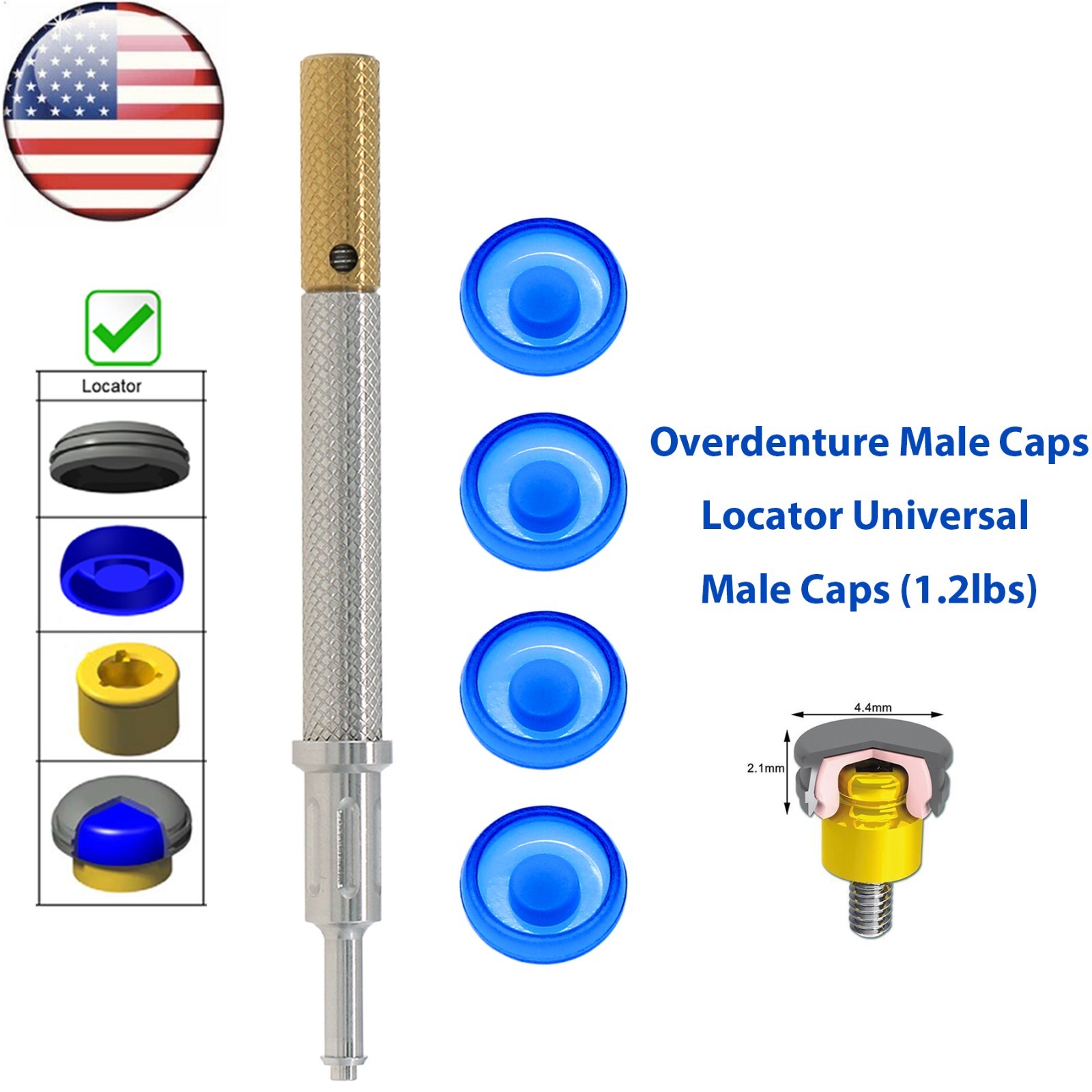 US Dental Overdenture Locator Core Tool Strong Retention Cap For Implant Inserts