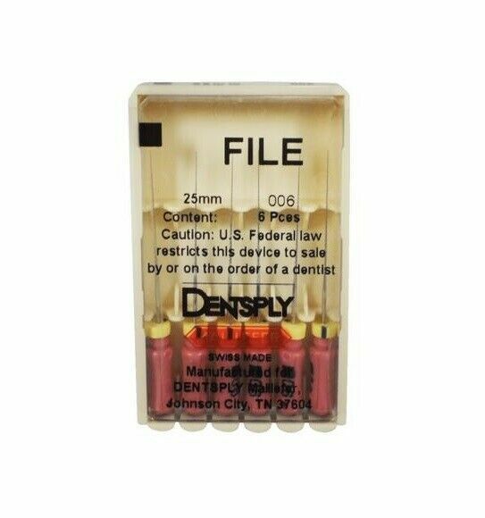 Dentsply Dental Endo 25mm stainless steel K-file 6-files per blister all sizes