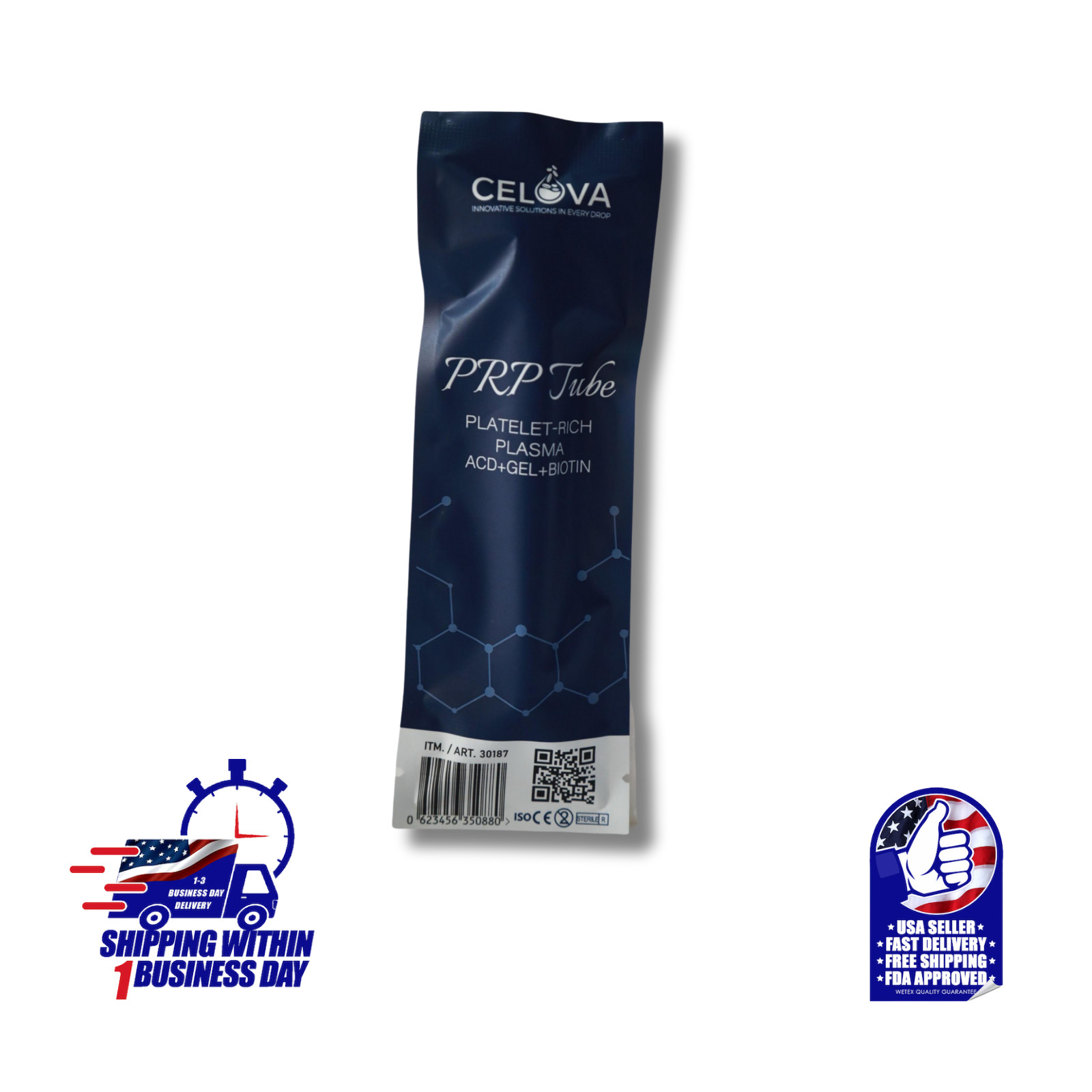 Celova Platelet-Rich Plasma ACD, Gel Separator, and Biotin. 10mL