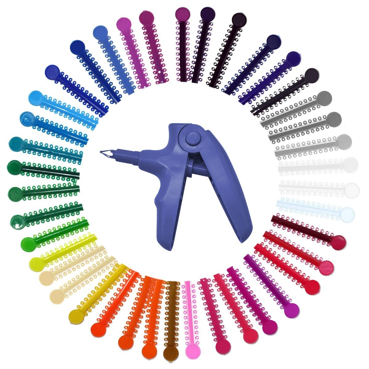 Orthodontic Ligature Ties Kit – 1040 Multi-Color Rubber Bands with Blue