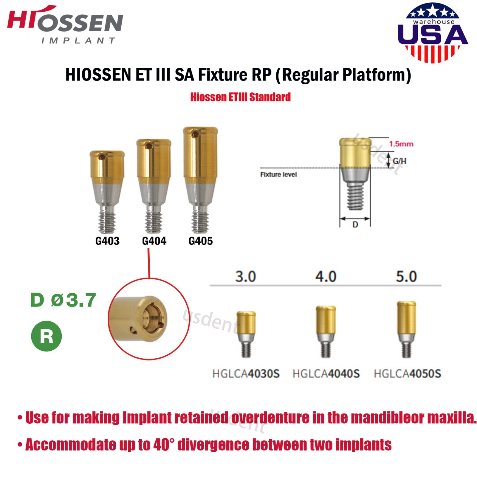 Hiossen ET III Locator System Abutments/Caps/Core Tool Kit for NP/RP Platforms