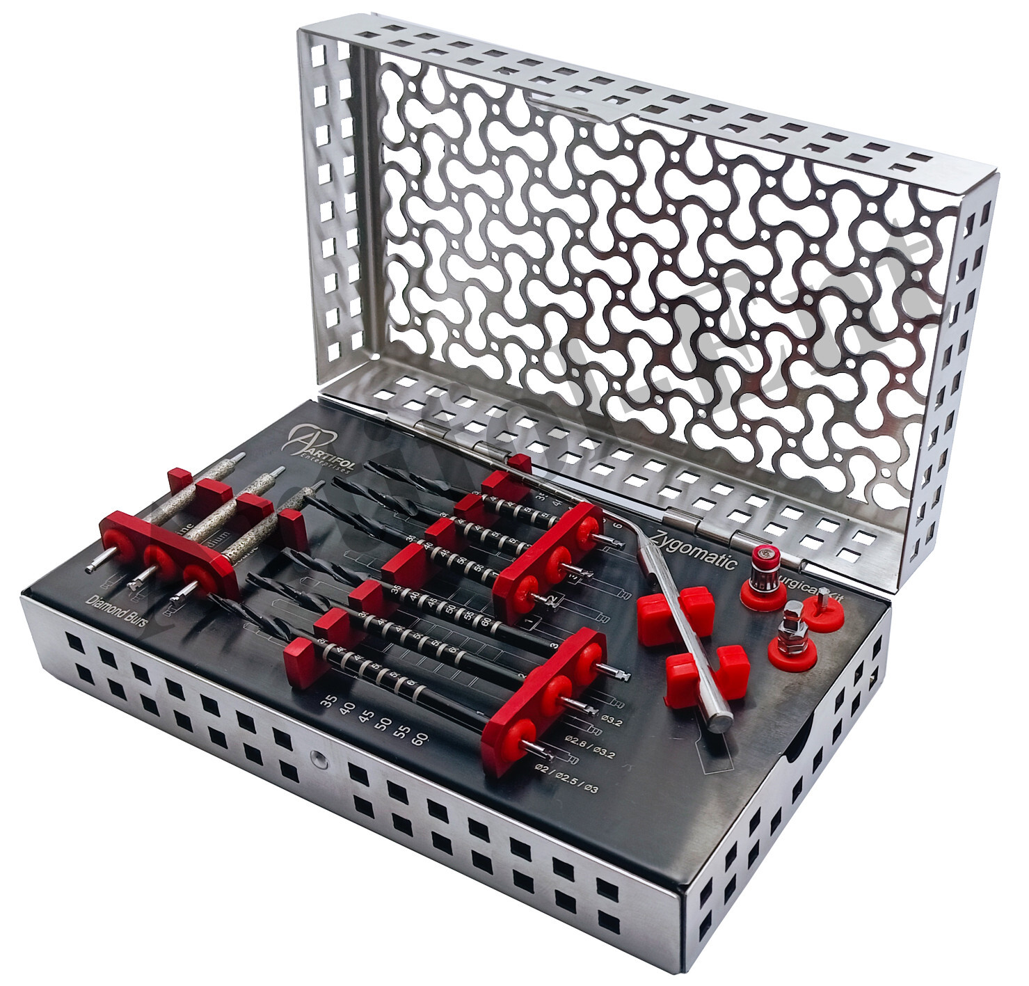 14Pcs Dental Zygomatic Surgical Kit–Titanium Coated Implant Drills Zygoma Bone
