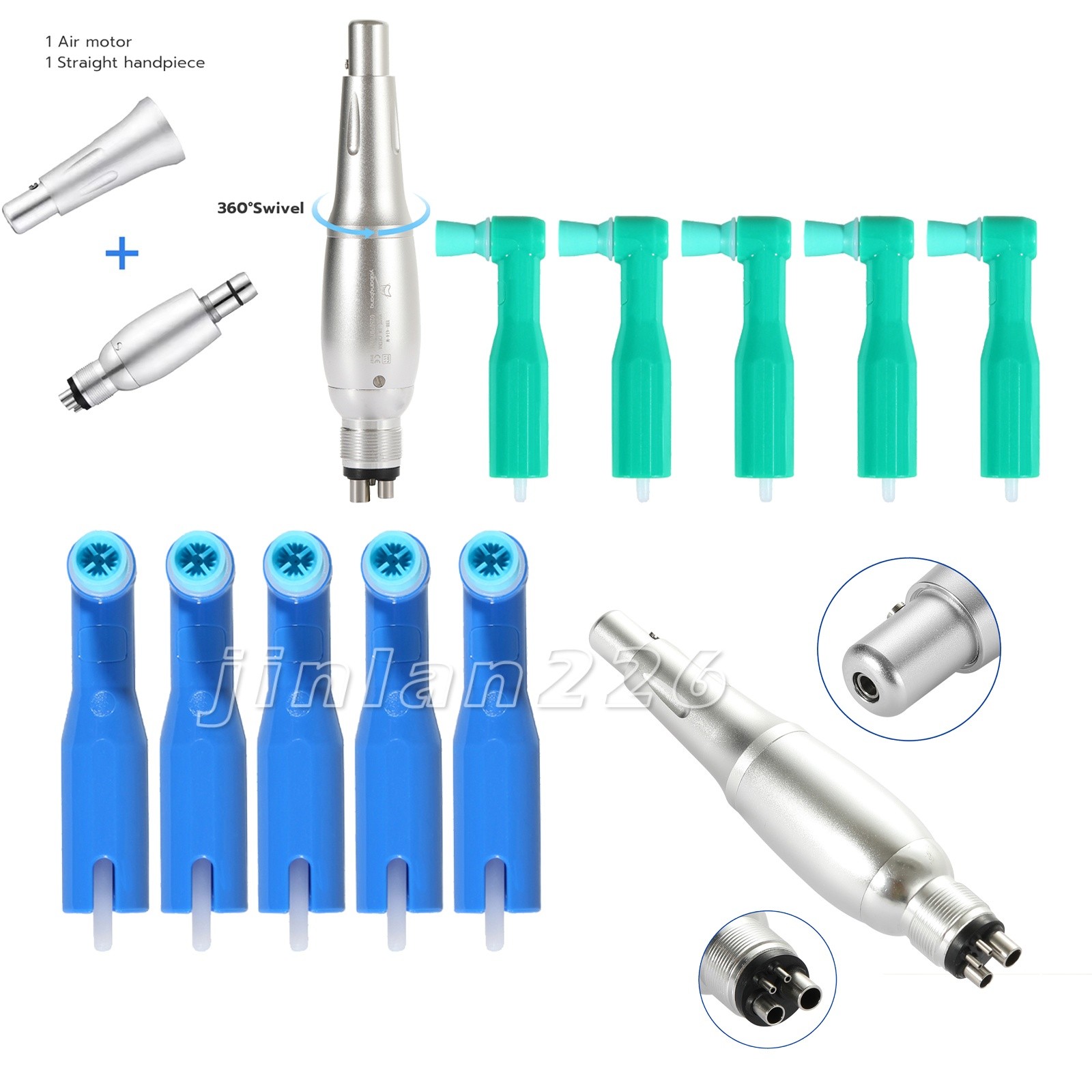 Dental 360°Swivel Hygiene Prophy Handpiece Air Motor 4:1 Nose Cone / Angles YB