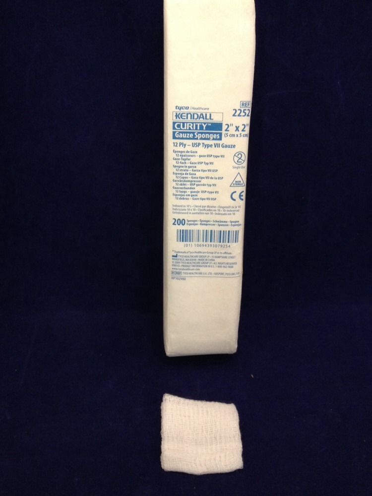 80 packs: New Kendall 2252 Curity Gauze Sponges 12Ply 2” x 2” (16000 sponges)