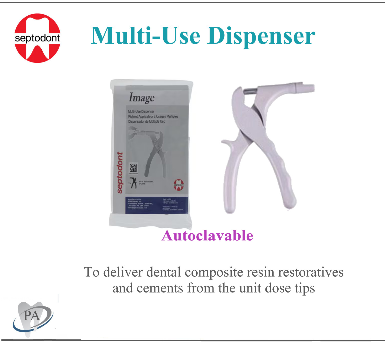 Dental Unit Dose Dispenser For Composite Resin and Cements Image Gun, Autoclave