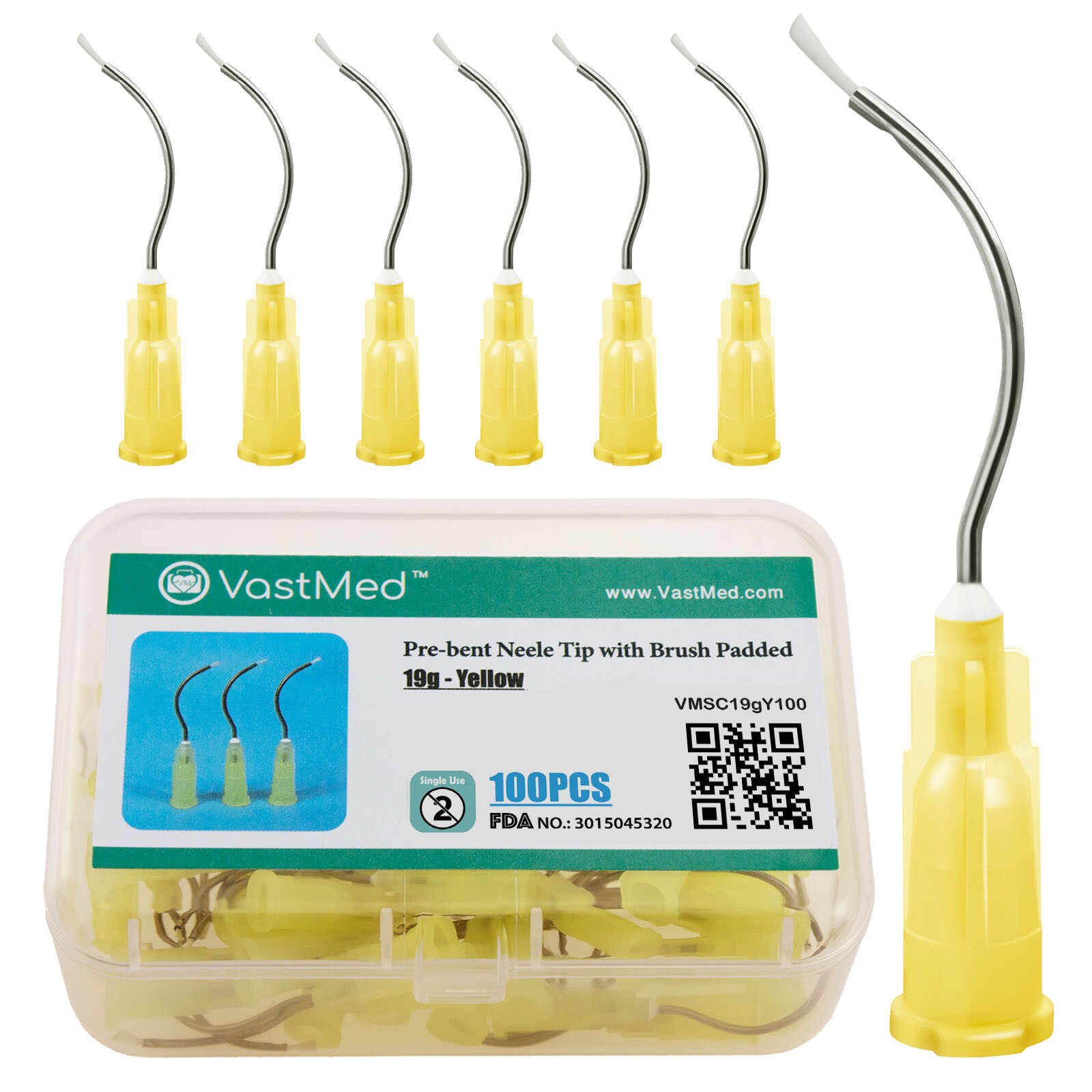 Dental Infusor Pre Bent Tip Needle with Brush 19g Irrigation Metal Tip