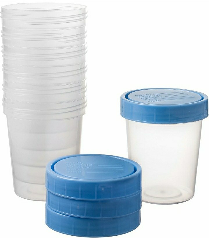 Lot Of 25 – Specimen Cups with Leak Proof on Lids 4oz Clear Non-Sterile
