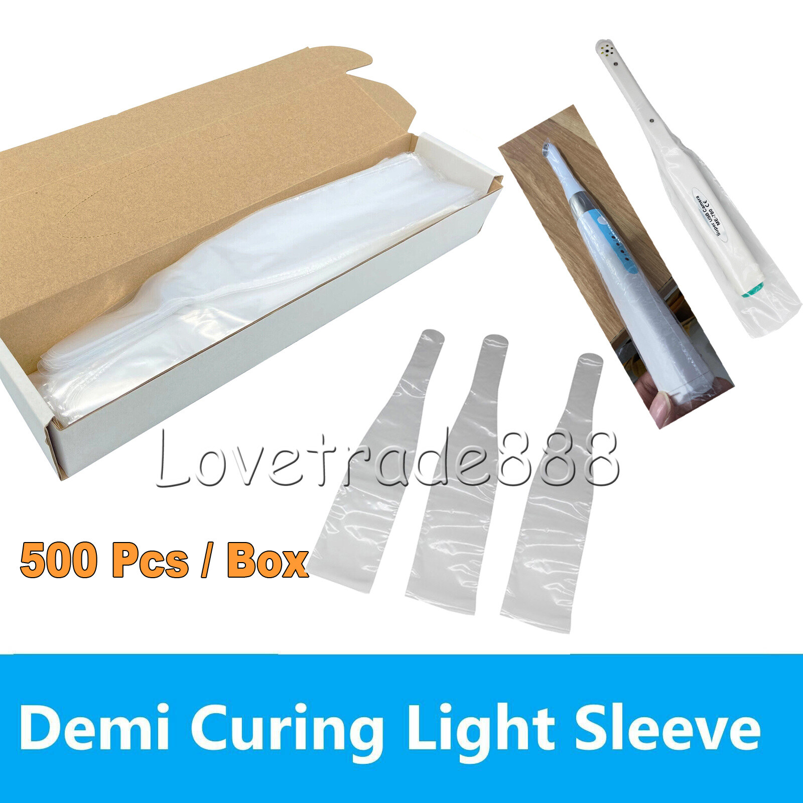 Dental Curing Light Cover Sleeve For Ultradent Valo, etc Plastic Covers – 500/Bx