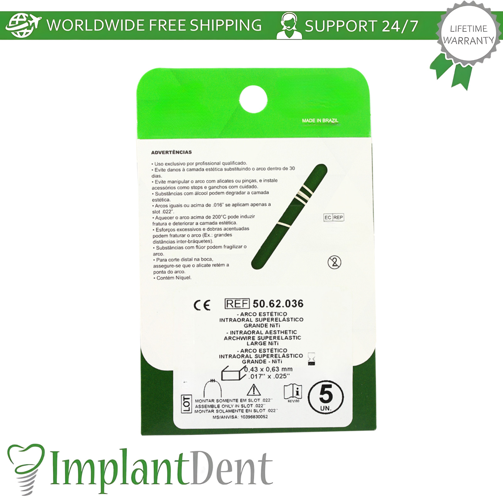 NiTi Superelastic Aesthetic White Rectangular Upper Wire Coated Dental Alignment