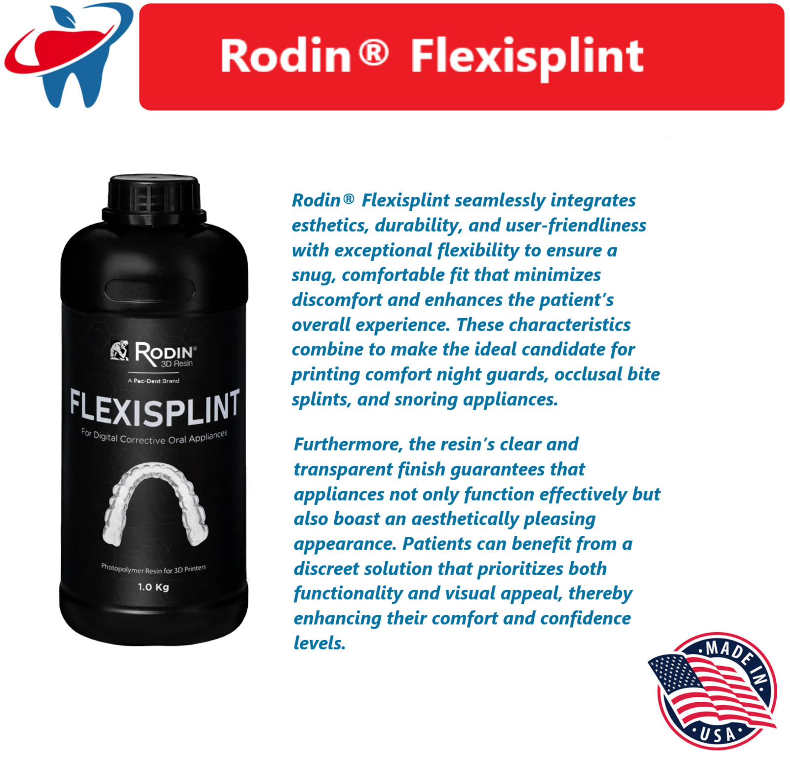 Pac Dent Rodin® FlexiSplint, Soft, 1kg/Btl, 3D Resins