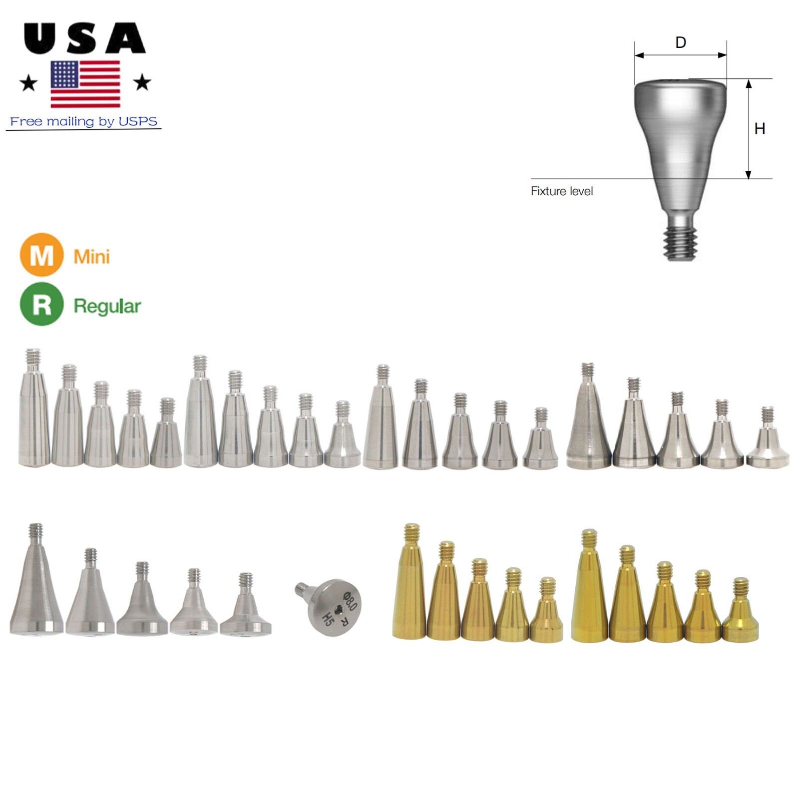 Dental Healing Abutment Cap For Hiossen Osstem Mini/Regular Internal Hex Implant