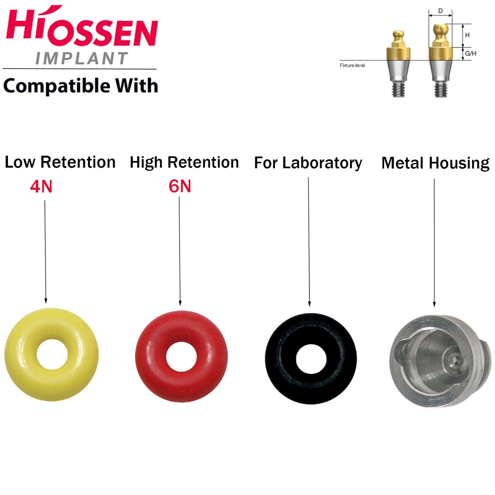 US Dental Implant O-Rings Retainer Caps Kit For Hiossen Osstem Ball Abutments