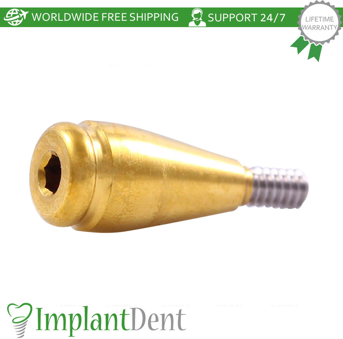 2x Dental Straight Lokator Attachment Narrow Platform Conical Hex 2.25mm