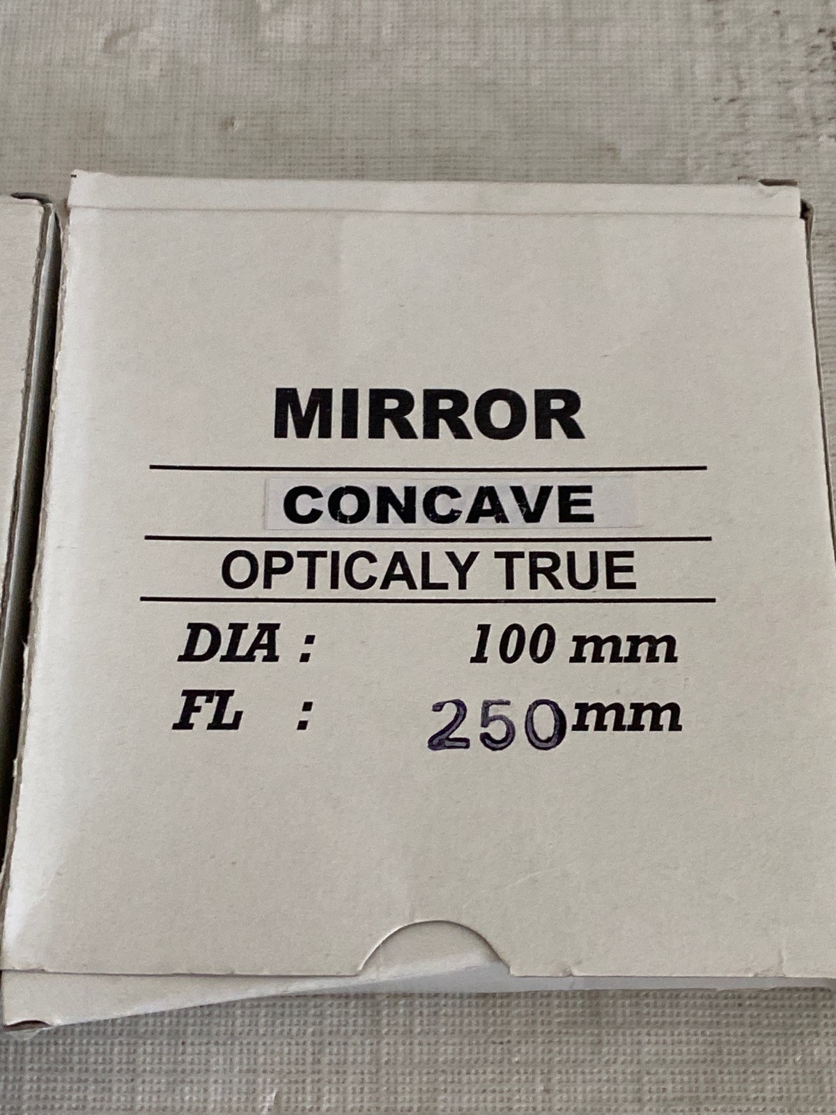 (2) UNITED SCIENTIFIC Concave Glass Mirror 100mm OD x 250mm Focal Length MCC110