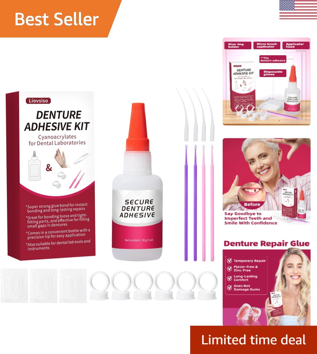 Fast-Drying Denture Repair Glue 1oz – Perfect for Immediate Tooth Restorations