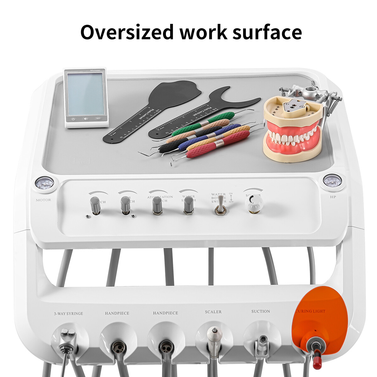 Dental Portable Delivery Unit System Suction Air Compressor Cart Motor 4 Hole