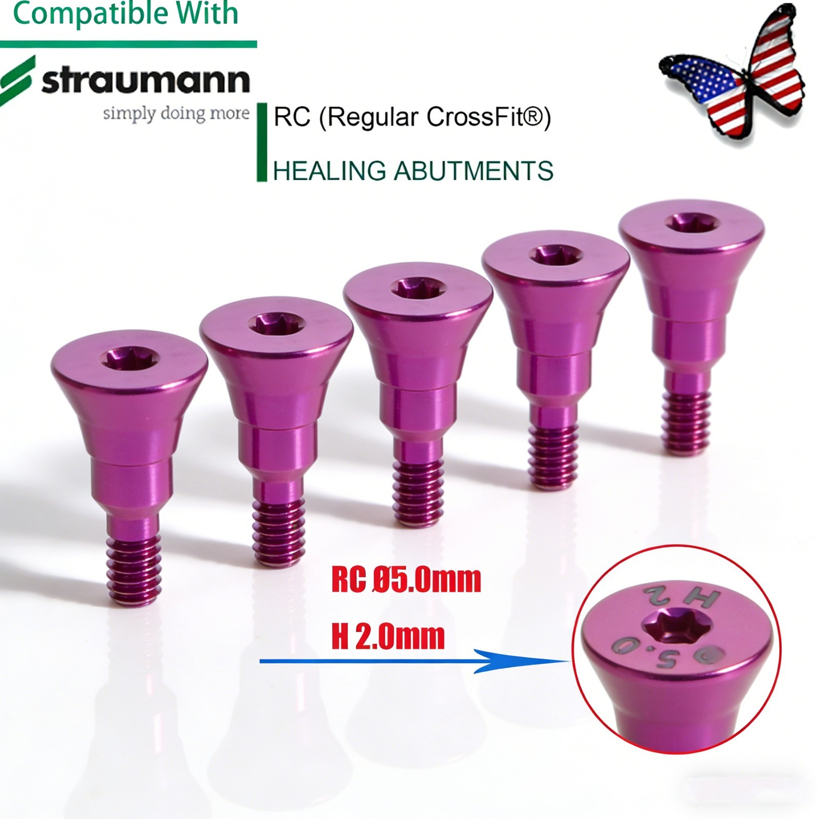 Straumann RC Healing Abutment & Closure Screw BLT Bone Level Titanium 5pcs/set
