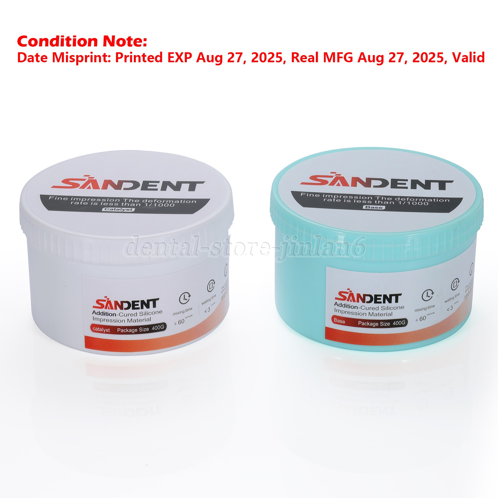 Dental Putty Fast Set PVS VPS Impression Material Base 2 x 400 ml