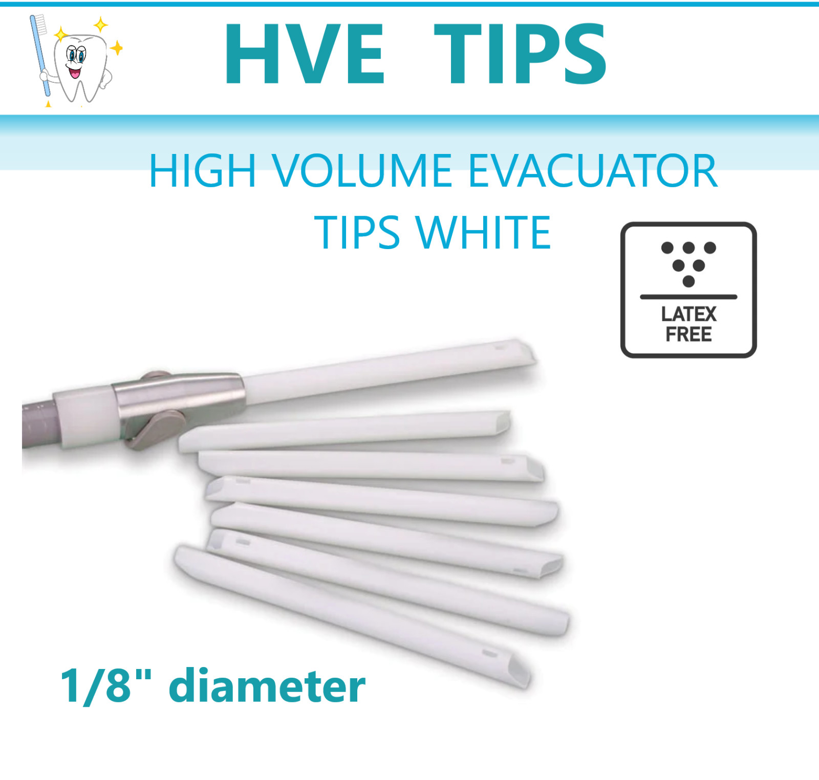 Dental Disposable HVE Tips Oral Evacuators Tips Vented White HVE Tips, 1000/Case