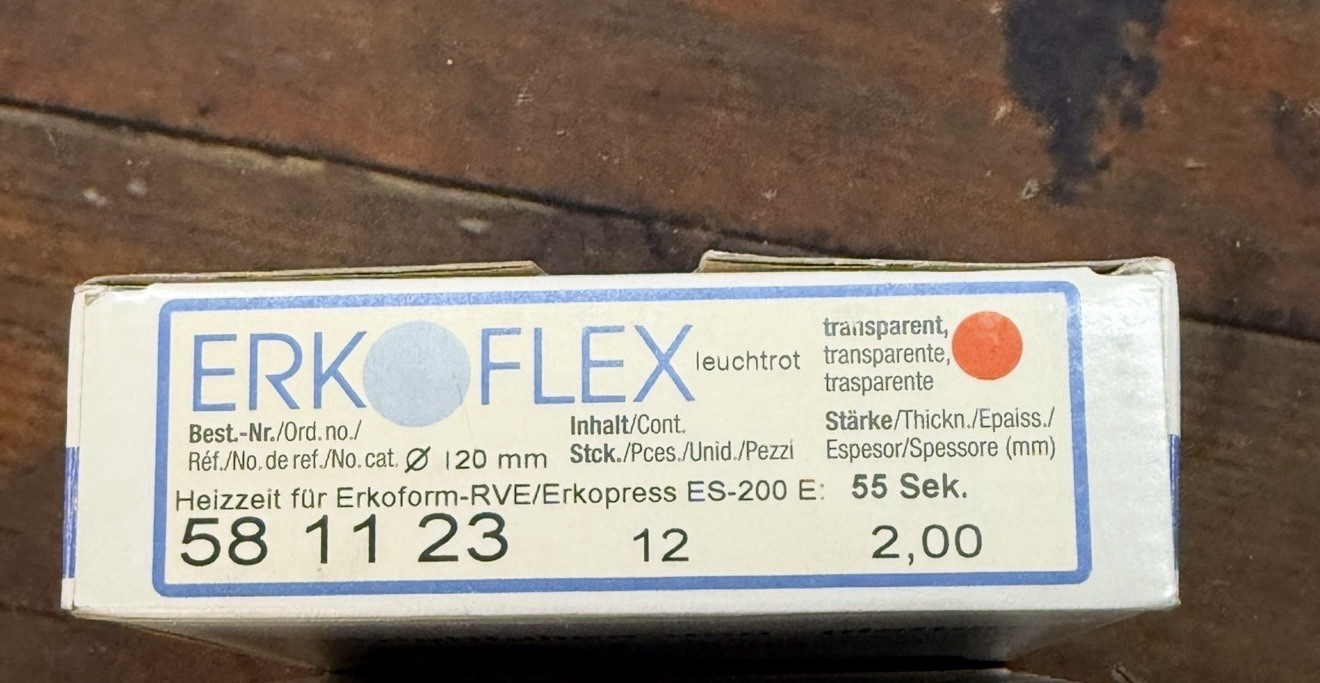 Erkodent ERKOFLEX 58 11 23 120mm x 2.0mm Thermoforming Discs 12/Pk
