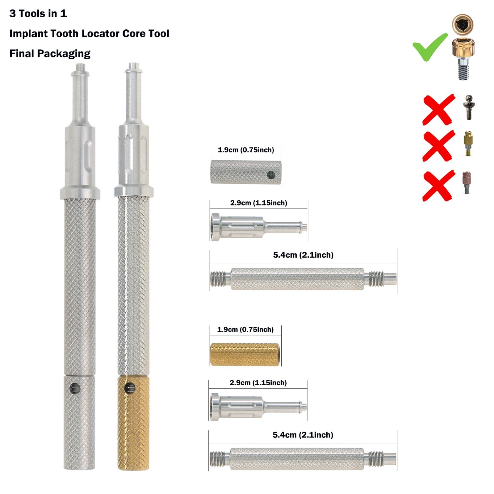 US Universal Dental Retention Caps Insertion Extraction Remove Locator Core Tool