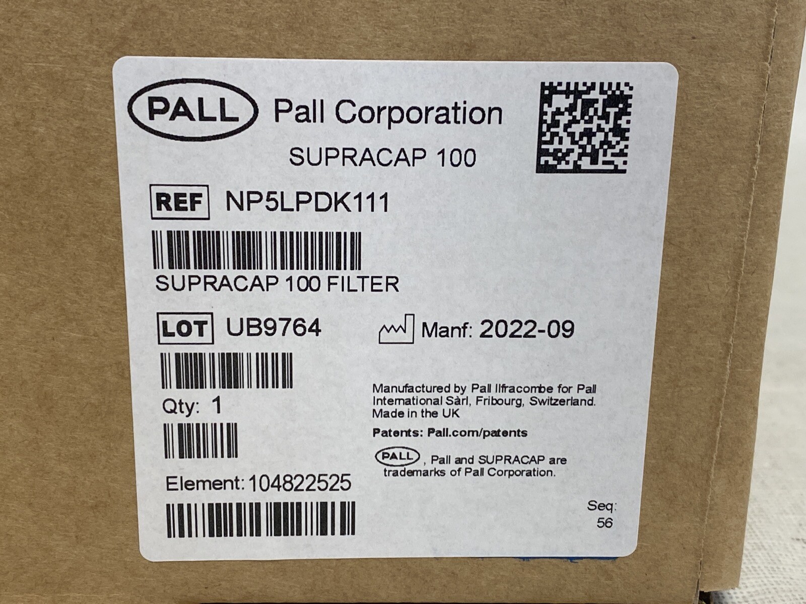 PALL CYTIVA Supracap 100 Depth In-Line Filter Capsule 5” PDK11 Media NP5LPDK111