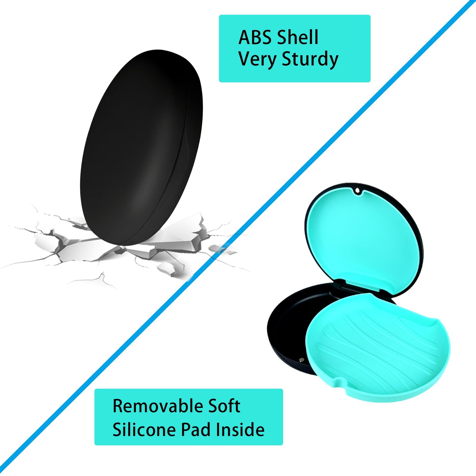 ACSKD 2 Pack Retainer Case Compatible with Black(Blue+Cyan Silicone)