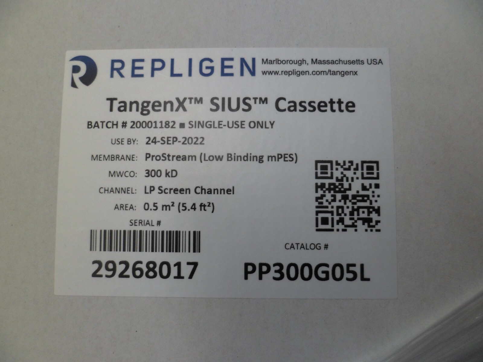 Repligen Cat# PP300G05L TangenX™ SIUS™ Cassette