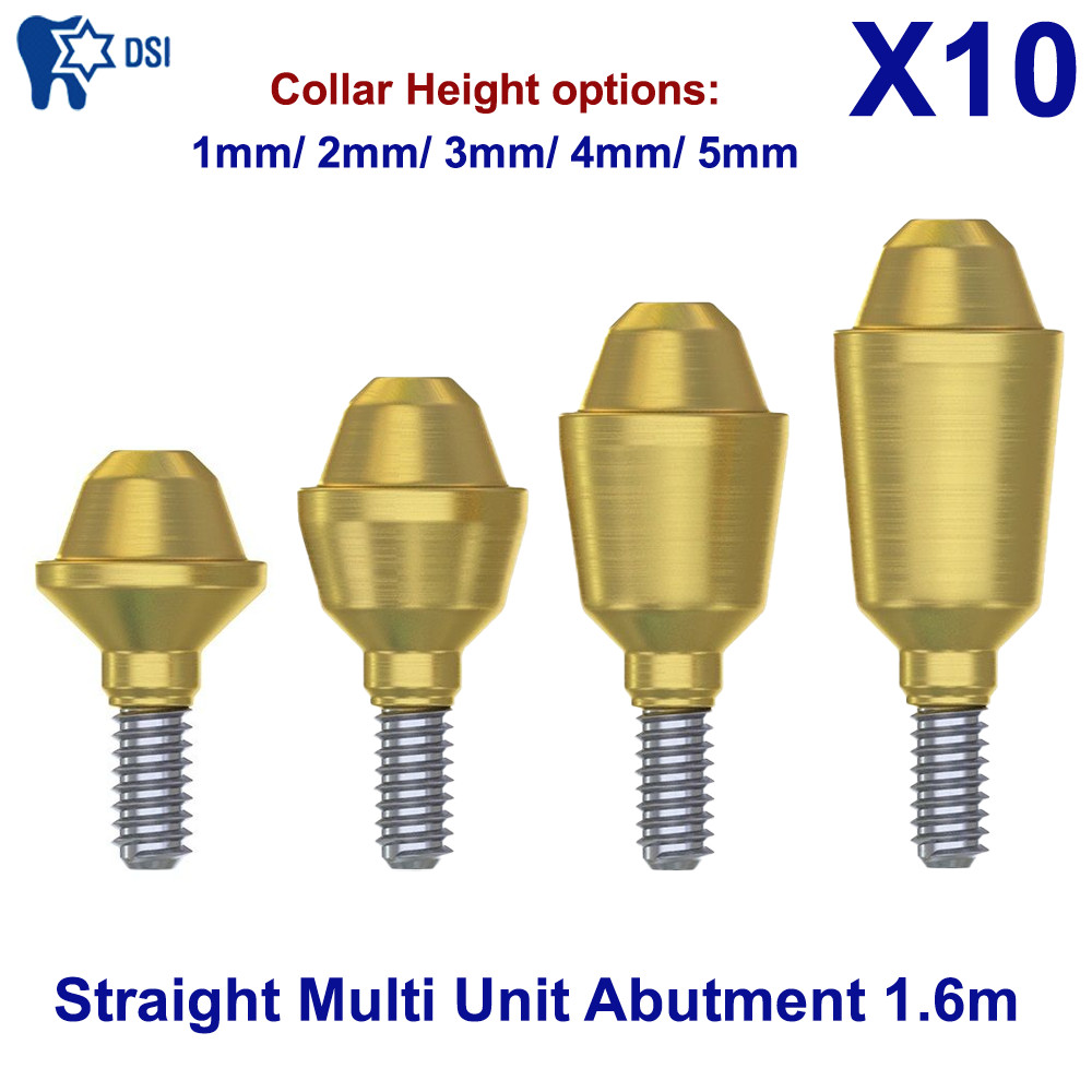 10x Dental Straight Multi Unit Premium Abutment 1.6m Internal Hex 2.42 1-5mm