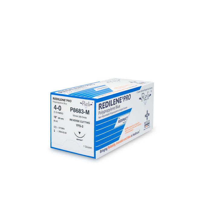 Myco Medical P8683 Redilene Pro Blue Polypropylene Sutures 4-0 YFS-2 18″ 12/Bx
