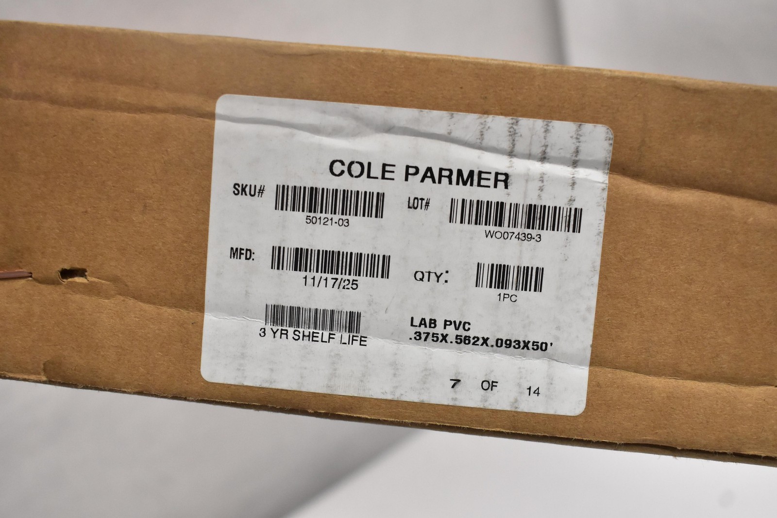 Cole Parmer Clear Lab PVC Tubing 3/8″ ID x 9/16″ OD x 50 Ft Coil 50121-03