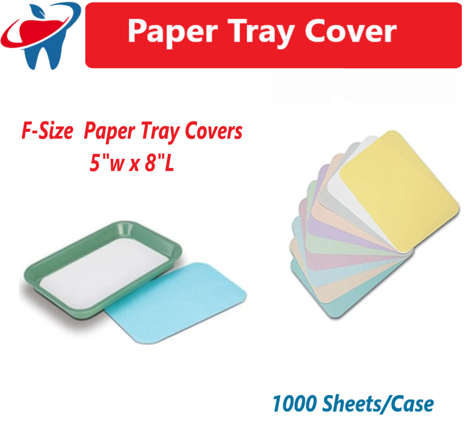 Dental Paper Tray Cover Size B / C / F White Blue Pink Green Lavender 1000/Box
