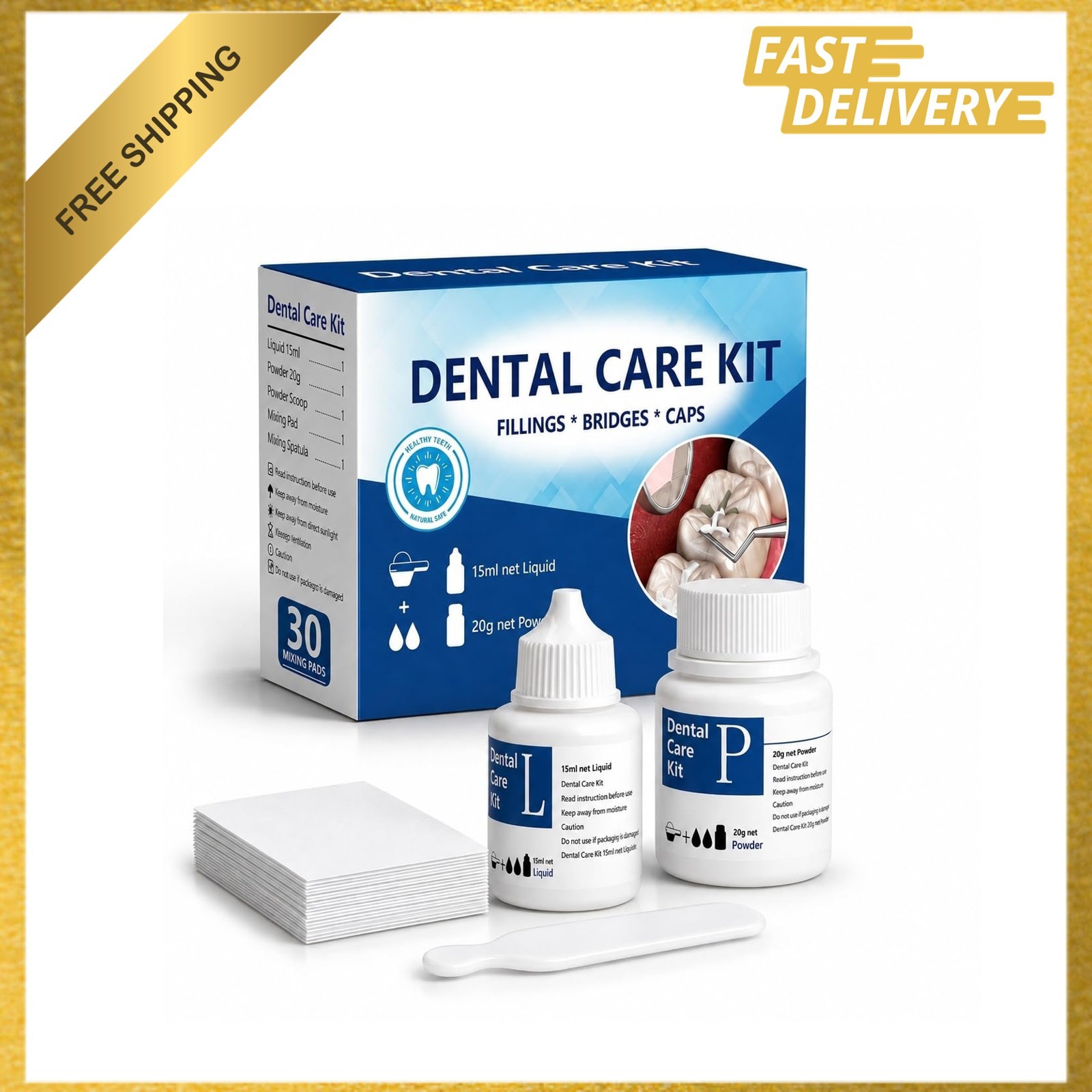Tooth Repair Kit, Dental Cement, Zinc Oxide Eugenol, Temporary Filling, Missing