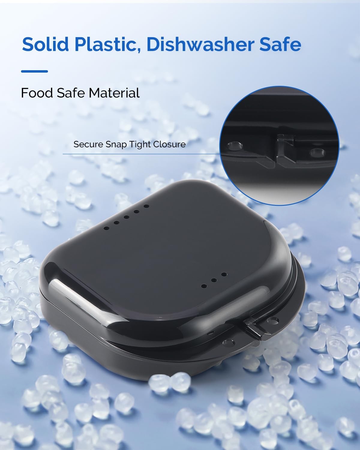 JMU Retainer Case with Vent Holes, Orthodontic Storage Case, White/Black