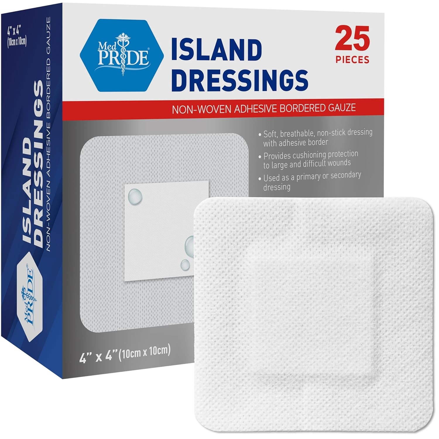 MED Pride Bordered Gauze-Island Dressing 4” x 4'' x