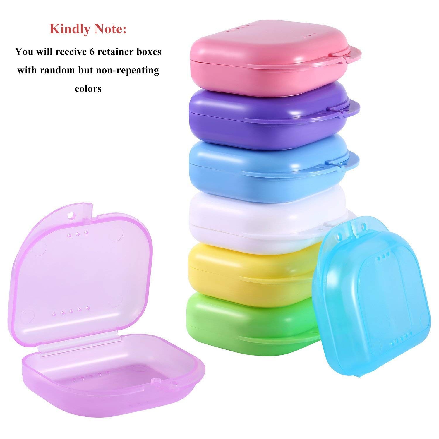 Onwon 6 Pieces Retainer Case Mouth Guard 6 Count (Pack of 1), multicolored