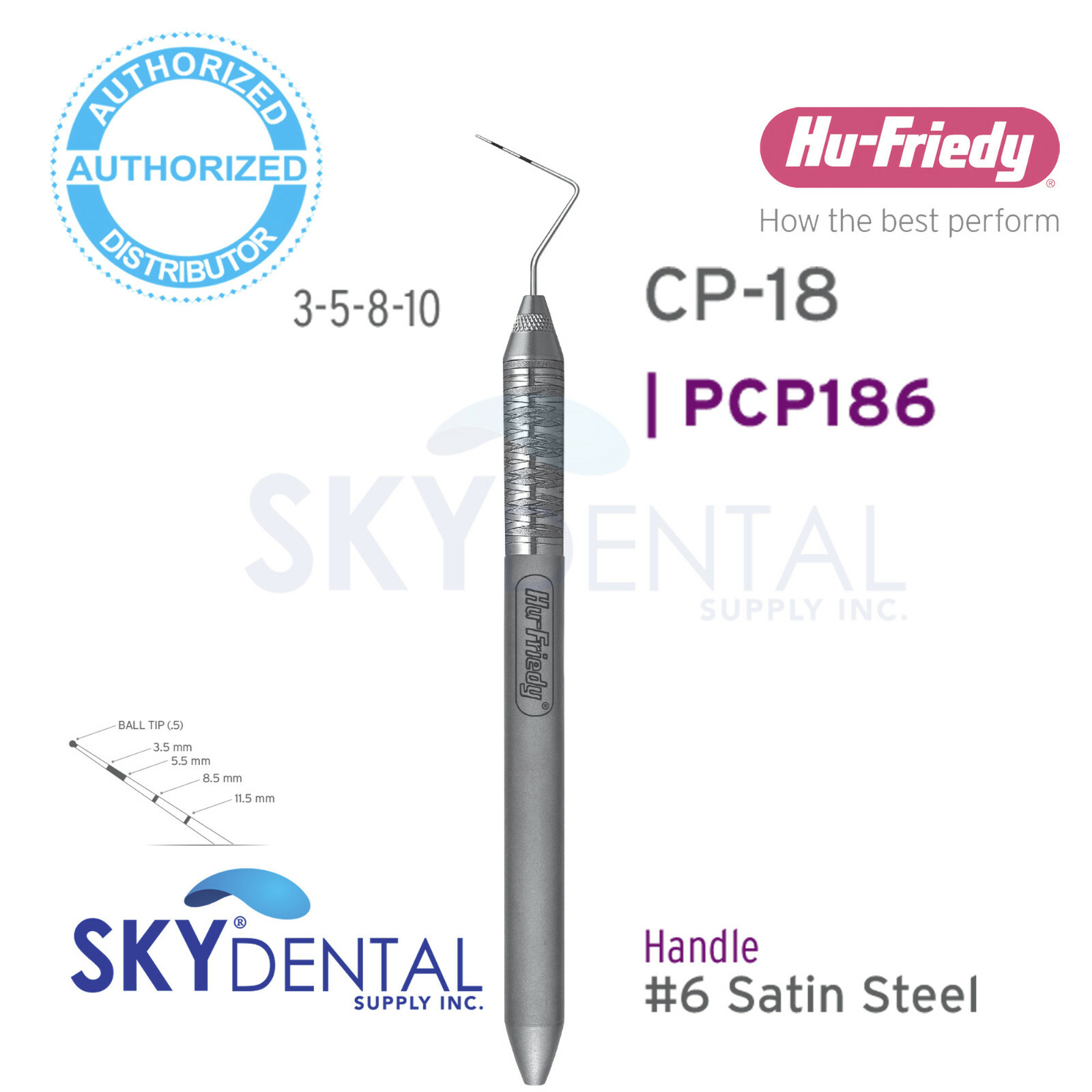Hu-Friedy Single ended CP-18 Color Coded Probe PCP18, PCP186, PCP188