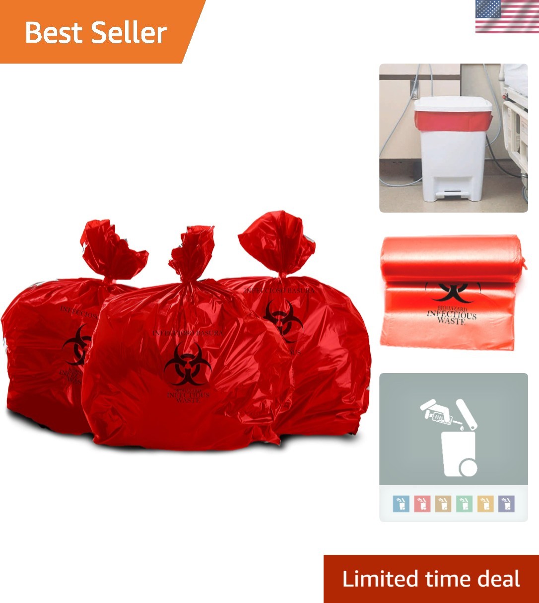 Durable 50-Pack Oakridge Biohazard Bags – 10 Gallon Size with X-Seal Bottom